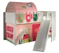 VIPACK - Lit de jeu SCOTT, LF 90 x 200 cm, avec sommier à lattes, toboggan, échelle et set textile rideau, tunnel et 3 sacs "Spring