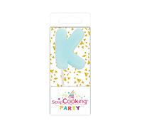 SCRAP COOKING 0570 Mini Bougie K Bleu pour Gâteau d'anniversaire H3,5 cm en Paraffine