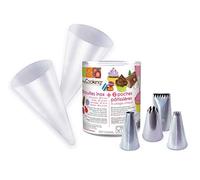SCRAP COOKING 1820 Lot de 4 Douilles avec 2 Poches à Douilles INOX Argent 9,4 x 6 x 6 cm