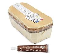 SCRAP COOKING 2 moules à cake 24 cm en bois + 4 caissettes de cuisson + Stylo chocolat