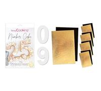 SCRAP COOKING 3927 Gabarits pour Number Cake, Plastique Pet apte au Contact Alimentaire, Blanc, 28 cm & Kit de 5 Supports à Gâteaux - 30 x 20 cm - Rectangulaire Pâtisserie Boulangerie