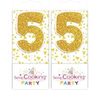 SCRAP COOKING 595 Mini Bougie dorée 5 à Paillettes Or pour Gâteaux d'anniversaire H 3,5 cm en Paraffine, Gold (Lot de 2)
