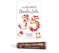SCRAP COOKING Kit de number cake en plastique blanc, Ensemble de pâtisserie, Gâteau chiffres + stylo chocolat en tube pour décorer et personnaliser vos pâtisseries !