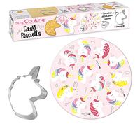 SCRAP COOKING - Kit Easy Biscuits Licorne - Set Pâtisserie avec Pâte à Sucre Imprimée et Découpoir Emporte-Pièce pour Créer 12 Biscuits ou Cookies - Coffret Accessoire Cake Design - 7293