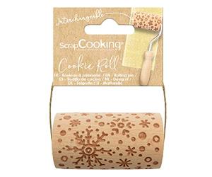 SCRAP COOKING - Mini rouleau bois "Flocon" - Décos Empreintes Gravées en Relief - Moule Décoration Biscuits, Sablés, Cookies - 5303