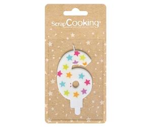 Scrapcooking 0386 Numéro 6 Bougie Paraffine Multicolore 15,5 x 8 x 1 cm