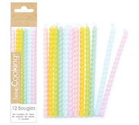 ScrapCooking - 12 Bougies Longues Torsadées Pastel - Bougies en Spirale Multicolores - Twisted Candles pour Gâteau Anniversaire - Décoration Enfant Adulte - En Paraffine avec Pics - Pâtisserie - 0358