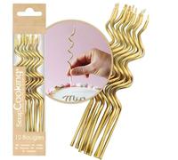 ScrapCooking - 12 Bougies Torsadées Dorées - Bougies Fines & Longues - Gâteau Anniversaire - En Paraffine avec Pics - Décoration Accessoire Fête Mariage Pâtisserie - O340, Or