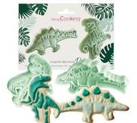 ScrapCooking - 2 Découpoirs avec Éjecteurs Dinosaure - Stégosaure & T-Rex - Découpoirs à Biscuits en 3D - Embosseur Pâtisserie pour Sablés, Petits Gâteaux, Anniversaire - 2140