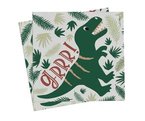 ScrapCooking - 20 serviettes Dino 33 x 33 cm - Décoration Anniversaire Dinosaure, Vert