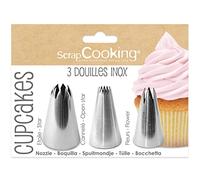 ScrapCooking - 3 Douilles Pâtisserie pour Cupcakes - Douilles en Inox Qualité Professionnelle - Embouts Poches à Douille - Décoration Gâteau Dessert - 1833