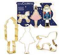 ScrapCooking - Emporte-pièces Casse-Noisette 3 pièces inox doré (Casse-Noisette, Danseuse, Cheval)