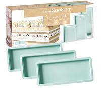 ScrapCooking - 3 Moules à Layer Cake Rectangulaires - Pour Bûches de Noël & Cakes - Silicone 25 x 10 cm - Gâteau à Étages, Rainbow Cakes, Gâteaux Anniversaire - Pâtisserie Professionnel - 2976