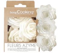 ScrapCooking - 3 Roses Royales Blanches en Azyme - Fleurs Comestibles pour Décoration Gâteau - Déco Florale Pièce-Montée, Cupcakes, Pâtisseries - Anniversaire, Mariage - 2294