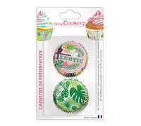 ScrapCooking - 36 Caissettes Tropical - Caissettes pour Cupcakes, Muffins & Patisseries - Feuilles Tropicales Jungle Toucan Exotique Été - 5075