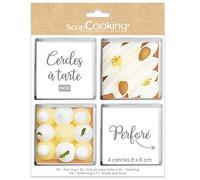 ScrapCooking – Cercles à tartelettes carrés perforés 8 x 8 cm Inox – Pack de 4 (1324)