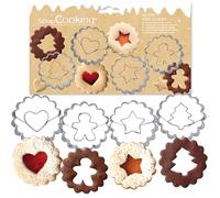 ScrapCooking - 4 Découpoirs de Noël Linzer - Emporte-Pièces pour Biscuits Fourrés - Kit Moules Petits Gâteaux - Tartelettes Sablés Confiture Chocolat - Accessoires Pâtisserie Enfant Goûter - 2104