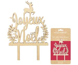 ScrapCooking 4999 Cake Topper Bois Joyeux Noël, Marron