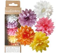 ScrapCooking - 5 Dahlias Assortis en Azyme - Fleurs Comestibles Décoration Gâteau - Déco Alimentaire Pièce-Montée, Cupcakes, Pâtisseries, Anniversaire - Blanc, Jaune, Orange, Rose, Mauve - 2298