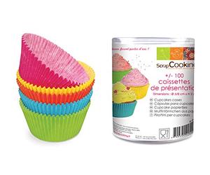 Scrapcooking 5041 +/- 100 Caissettes Couleurs Assorties, Papier apte au Contact Alimentaire, Multicolore, diamètre 5 cm - 8 x 3 cm