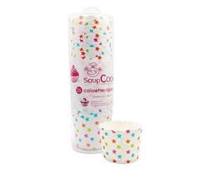 Scrapcooking 5093 Boîte de 25 Caissettes de Cuisson - Étoiles, Papier apte au Contact Alimentaire, Multicolore, 18 x 6,2 x 6,2 cm