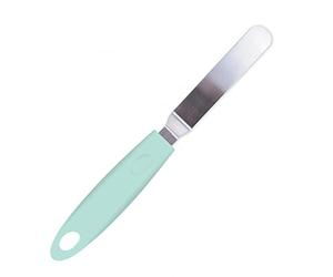 Scrapcooking 5178 Scrap Cooking-Mini Spatule Coudée INOX 21 cm-Ustensile Pâtisserie Gâteau Cuisine-Accessoire Cake Design Chocolat Glaçages-Vert d’Eau