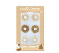 ScrapCooking - 6 Décos en Pâte d’Amande « Marguerites » - Décorations Alimentaires Florales pour Gâteaux & Pâtisseries - Fleurs - Décos Comestibles - 7657