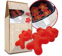 ScrapCooking - 6 Moules Air Fryer Bonhommes Pain d’Épices - Moules en Silicone - Aptes Four & Lave-Vaisselle - Cuisine Pâtisserie Gâteaux Noël Gingerbread - Rouge - 29110