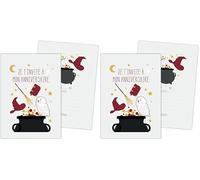ScrapCooking - 8 Cartes d’Invitation Anniversaire Sorcier - Pour Anniversaire Enfant Garçon Fille - Cartons invitation Fête - Magie, Sorcellerie - Coloris Gris - 0262 (Lot de 2)