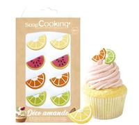 ScrapCooking - 8 Décos en Pâte d’Amande « Tutti Frutti » - Décorations Alimentaires pour Gâteaux & Pâtisseries - Fruits Citron, Pastèque, Orange - Décos Comestibles - 7658