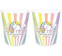 ScrapCooking - 8 Gobelets Licorne en Carton 25 cl - Pour Anniversaire ou Fête - Multicolore - 0229, Clair (Lot de 2)