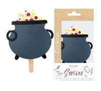 Bougie XXL - SCRAPCOOKING - Sorcier - Motif Chaudron - Sur Pic - H12,3 cm x 9,3 cm - En Paraffine