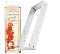 ScrapCooking - Cadre Pâtissier à Tarte Rectangulaire Extensible & Perforé en Inox - Moule Rectangle Longueur Ajustable Réglable de 22 à 42cm - Cuisson Uniforme - Accessoire Pâtisserie Dessert - 1917