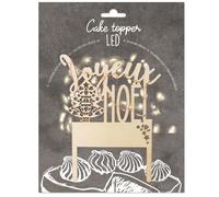 ScrapCooking – Cake topper – Joyeux Noël – LED en bois – 12,5 x 14 cm
