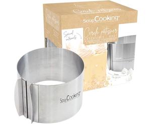 ScrapCooking - Cercle à Pâtisserie Extensible Haut - Diamètre Réglable 15 à 23 cm - Moule Inox Rond Cadre Ajustable - Pour Gâteaux, Entremets & Desserts - Accessoire Pâtisserie - 1914