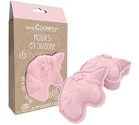 ScrapCooking - Coffret 6 Moules en Silicone Licorne - Kit Pâtisserie Formes 3D pour Gâteaux Licorne - Moules Individuels Souples - Aptes Four & Lave-Vaisselle - Cadeau Cuisine Enfant - Rose - 2910