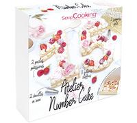 ScrapCooking - Coffret Atelier Number Cake - Kit Accessoires Pâtisserie Chiffres 0 à 9 de 21cm avec Douilles, Poches, Supports Dorés - Pour Dessert Gâteau d’Anniversaire & Fêtes - Avec Recettes - 3810