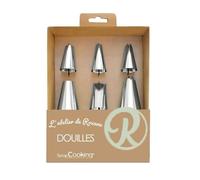Scrapcooking Coffret douilles l'Atelier de Roxane - 6 pièces - Inox 18/8 - Argenté - Étoile, Rose - Douilles pour pâtisserie
