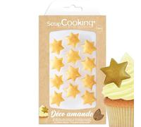 ScrapCooking - Décos en Pâte d’Amande « Étoiles Dorées » - Décorations Alimentaires pour Bûches & Gâteaux - Décors Comestibles Pâtisserie - Noël, Anniversaire, Or - 7605