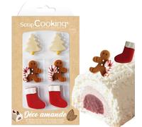 ScrapCooking - Décos en Pâte d’Amande « Sweet Xmas » - Décorations Alimentaires Noël pour Bûches & Gâteaux - Décos Comestible Pâtisseries - Sapin Bonhomme Pain d’Épices - 7609
