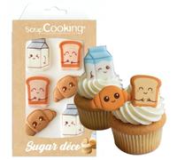 ScrapCooking - Décosucres Petit Déj Kawai - Décorations Alimentaires Brunch - Déco Comestibles pour Pâtisseries, Cupcakes, Gâteaux - Thème Japon Matin Anniversaire - 7058