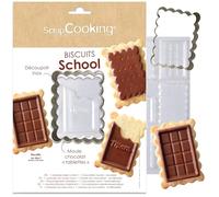ScrapCooking - Kit Biscuits « School » - Découpoir en Inox & Moule Tablettes Chocolat - Kit Emporte-Pièce Petits Gâteaux Petit Beurre - Accessoires Pâtisserie Enfants Goûter - 2113