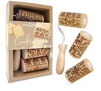 ScrapCooking – Kit 3 mini rouleaux à pâtisserie Noël en bois empreintes gravées 3798 Multicolore