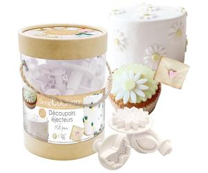 ScrapCooking - Kit de 27 Découpoirs avec Éjecteurs - 9 Formes & 3 Tailles : Étoile, Cœurs, Feuilles, Fleurs, Carrés, Ronds - Tampons Poussoirs - Emporte-Pièces pour Décoration Pâtisserie - 2015