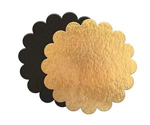 ScrapCooking - Kit de 5 Supports à Gâteaux Ronds Cannelés - Carton Réversible Doré & Noir - Disque Diamètre 24cm Fleur - Ustensile Pâtisserie Boulangerie - Fabriqués en France - 5196
