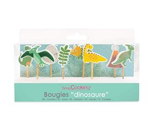 ScrapCooking - Kit de 8 Bougies Dinosaures - Décoration Bois Paraffine Gâteau - Accessoire Dino Anniversaire Fête Enfant Cupcake Pâtisserie Cake Design - 5034