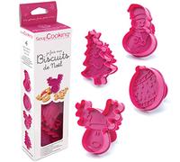 ScrapCooking - Kit Je Fais mes Biscuits de Noël - 4 Découpoirs Emporte-pièces en 3D avec Poussoirs : Bonhomme de Neige, Boule de Noël, Renne, Sapin - Moules Pâtisserie Plastique avec Éjecteurs - 2031