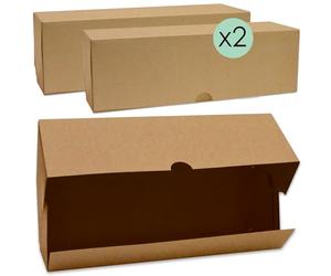 ScrapCooking - Lot de 2 Boîtes à Bûches et Cakes - Carton Kraft Alimentaire - 35 x 11 x 11 cm - Transport Gâteaux Pâtisseries Desserts Noël - Fabriqué en France - 5500