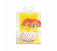 Scrapcooking Lot de 24 caissettes et cake toppers - Multicolore
