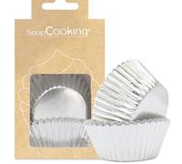 ScrapCooking - Lot de 48 Caissettes Argentées - Caissettes de Présentation pour Cupcakes & Muffins - Décorations Étuis Tasses en Papier pour Pâtisseries - Couleur Argent - Effet Métallique - 5066
